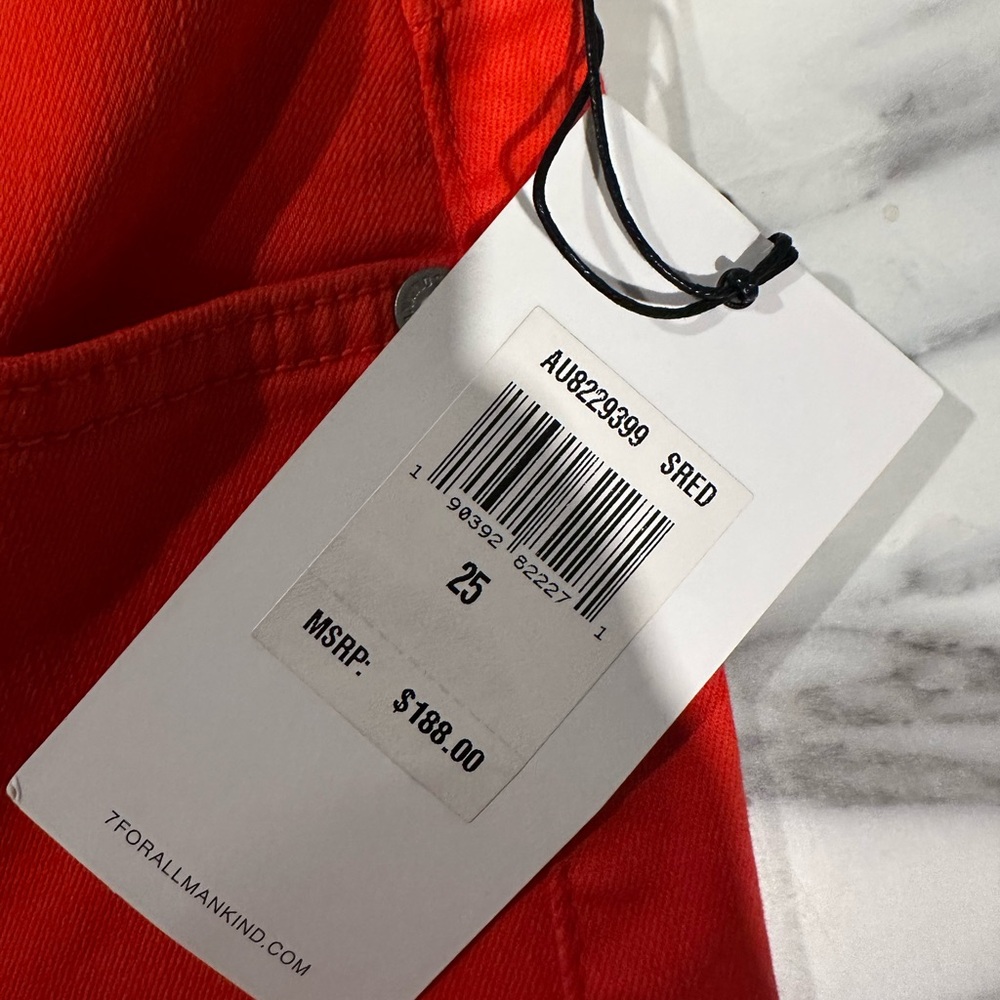7 For All Mankind High Rise Skinny Red - Picture 3 of 9
